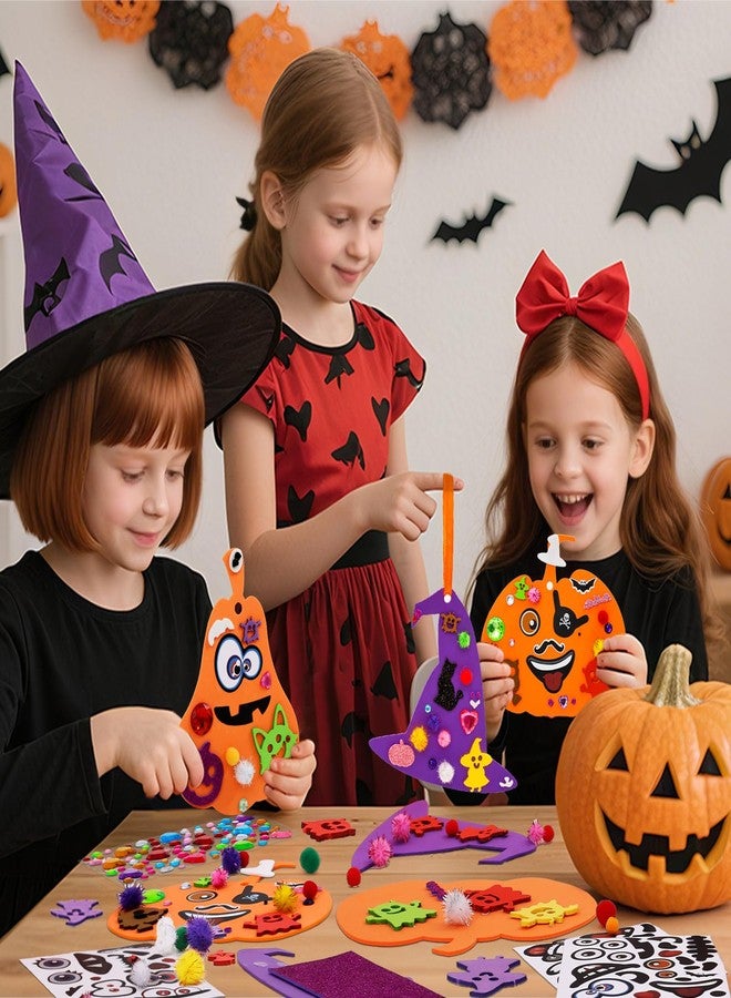 xFFFun 36 Set Halloween Crafts for Kids, Foam Pumpkins DIY Art and Crafts Decorations with Stickers & Ghost Spider Bat Witch Hat, Halloween Party Favors for School Classroom Activities Home Decor - Image 4